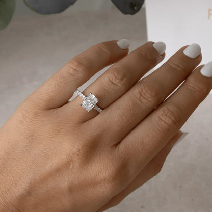 Round Halo, Pave & Split Shank Engagement Ring – 1.93 CT Lab Grown Diamond