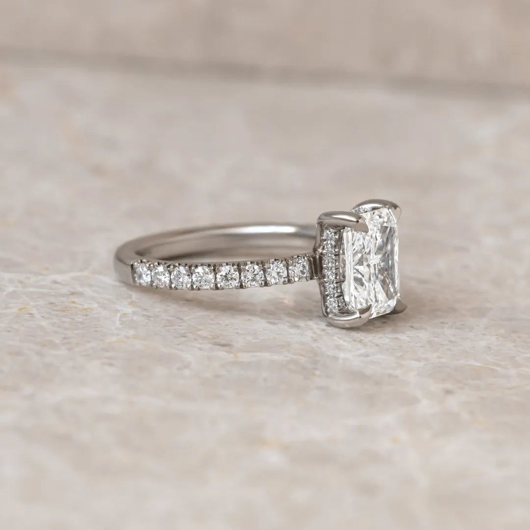 Round Halo, Pave & Split Shank Engagement Ring – 1.93 CT Lab Grown Diamond