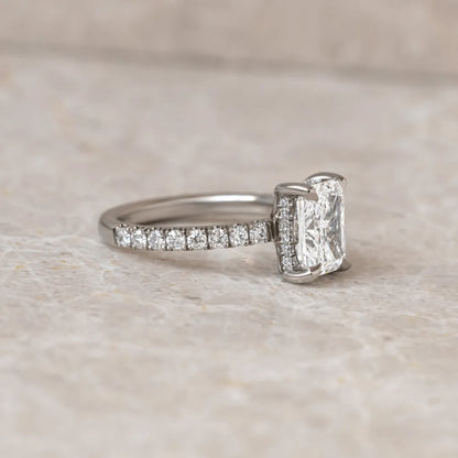 Round Halo, Pave & Split Shank Engagement Ring – 1.93 CT Lab Grown Diamond