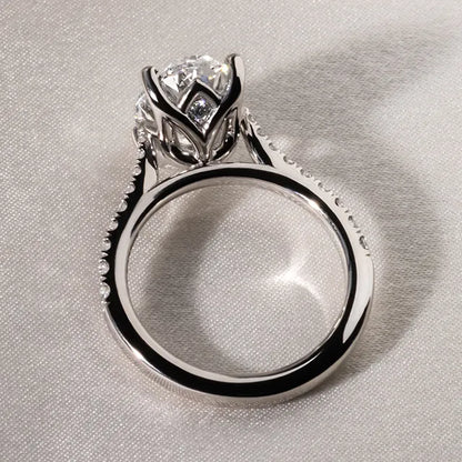 Round Halo, Pave & Split Shank Engagement Ring – 1.93 CT Lab Grown Diamond