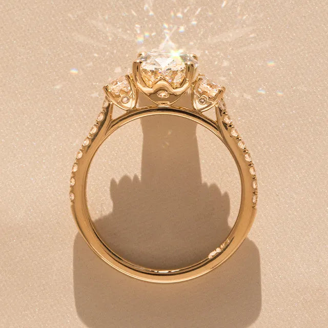Round Halo, Pave & Split Shank Engagement Ring – 1.93 CT Lab Grown Diamond