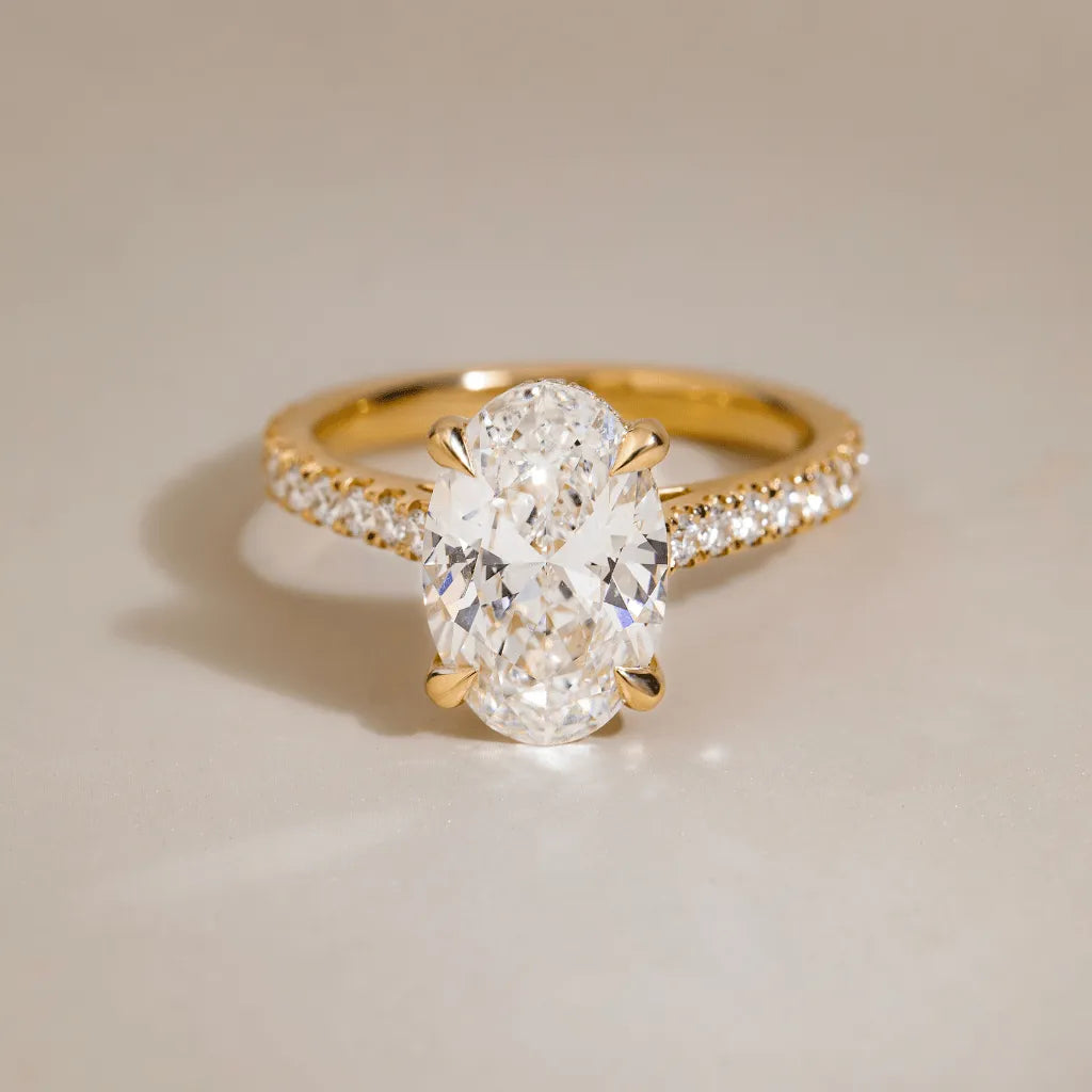 Round Halo, Pave & Split Shank Engagement Ring – 1.93 CT Lab Grown Diamond