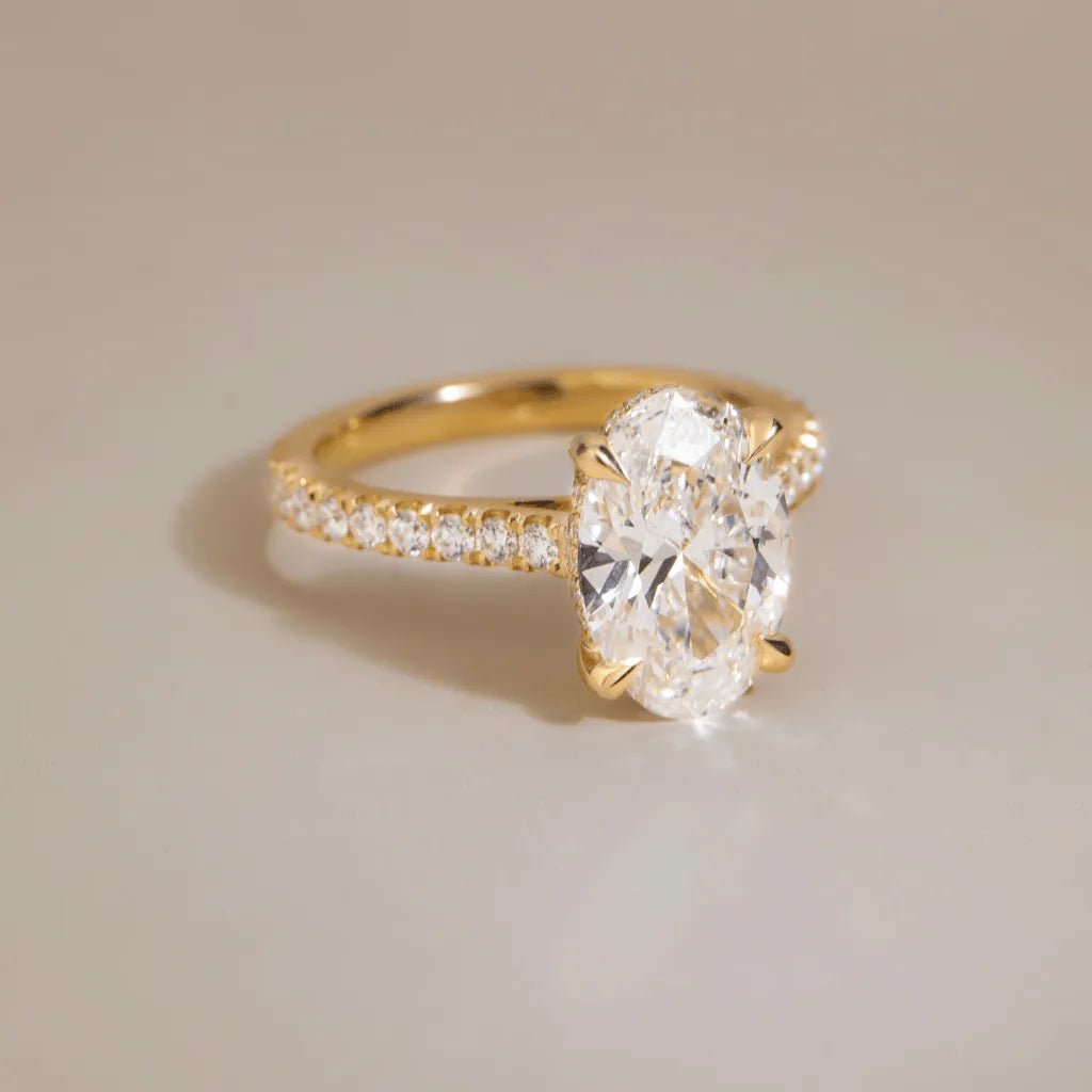 Round Halo, Pave & Split Shank Engagement Ring – 1.93 CT Lab Grown Diamond
