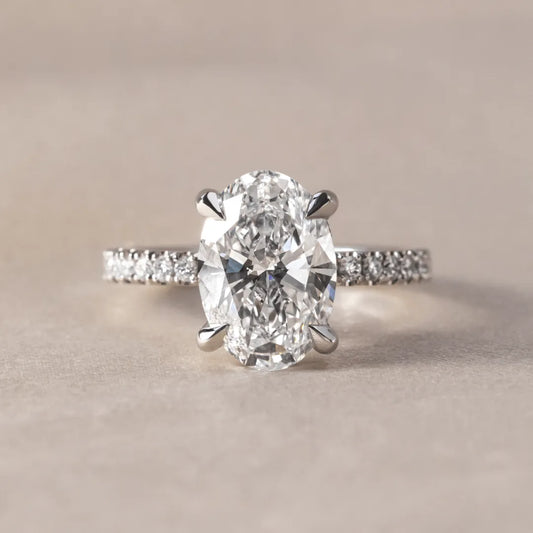 Round Halo, Pave & Split Shank Engagement Ring – 1.93 CT Lab Grown Diamond