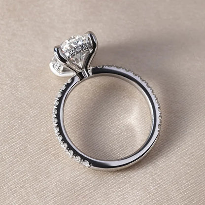 Round Halo, Pave & Split Shank Engagement Ring – 1.93 CT Lab Grown Diamond