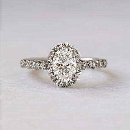 Round Halo, Pave & Split Shank Engagement Ring – 1.93 CT Lab Grown Diamond
