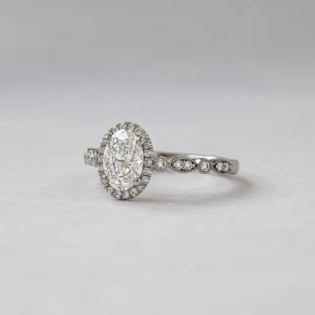 Round Halo, Pave & Split Shank Engagement Ring – 1.93 CT Lab Grown Diamond