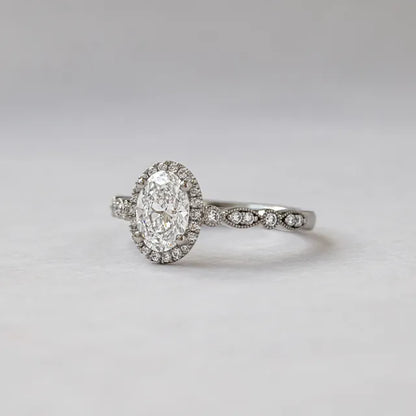 Round Halo, Pave & Split Shank Engagement Ring – 1.93 CT Lab Grown Diamond