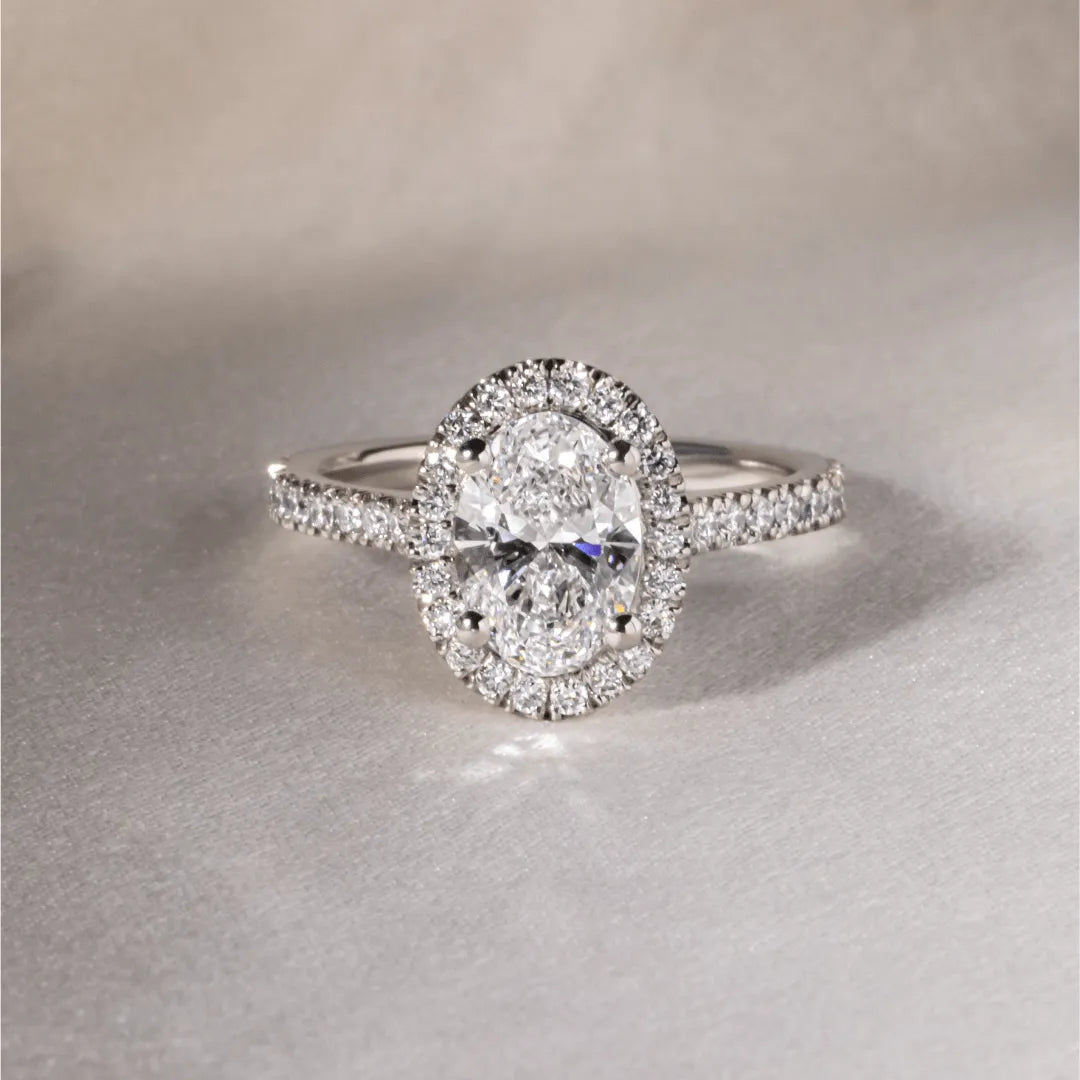 Round Halo, Pave & Split Shank Engagement Ring – 1.93 CT Lab Grown Diamond