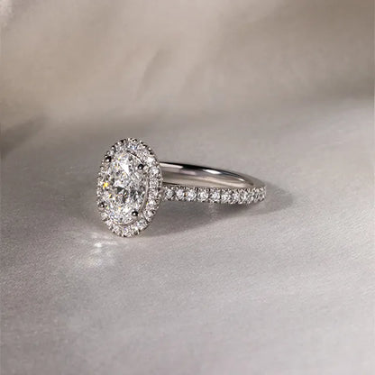 Round Halo, Pave & Split Shank Engagement Ring – 1.93 CT Lab Grown Diamond