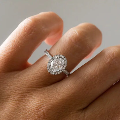 Round Halo, Pave & Split Shank Engagement Ring – 1.93 CT Lab Grown Diamond