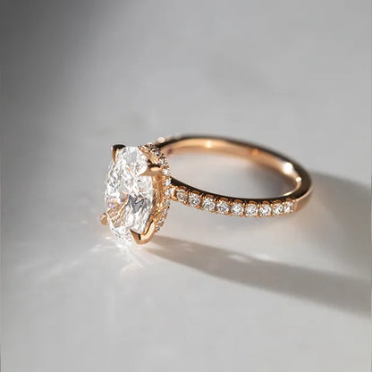 Round Halo, Pave & Split Shank Engagement Ring – 1.93 CT Lab Grown Diamond