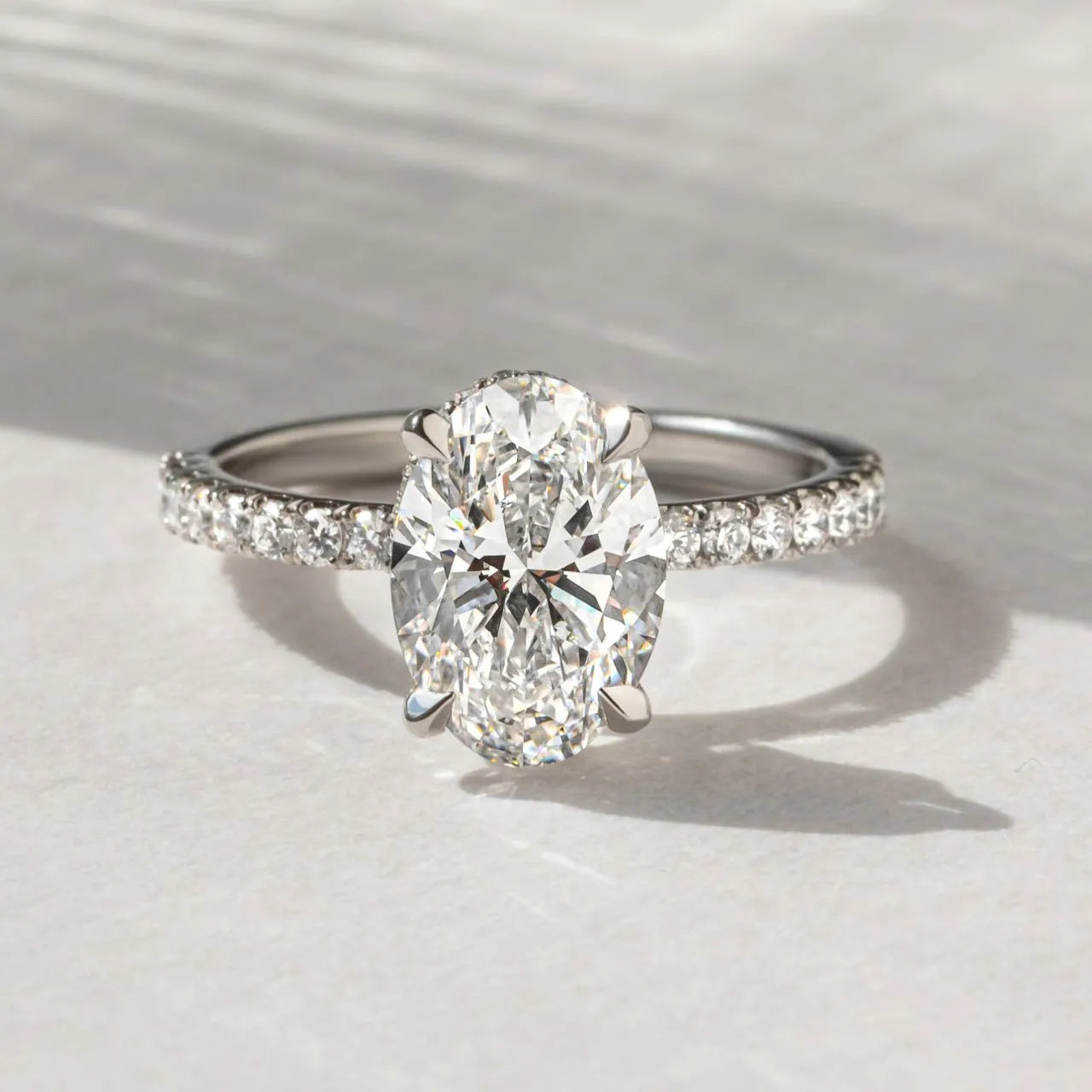 Round Halo, Pave & Split Shank Engagement Ring – 1.93 CT Lab Grown Diamond