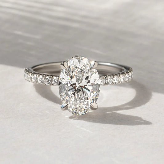Round Halo, Pave & Split Shank Engagement Ring – 1.93 CT Lab Grown Diamond
