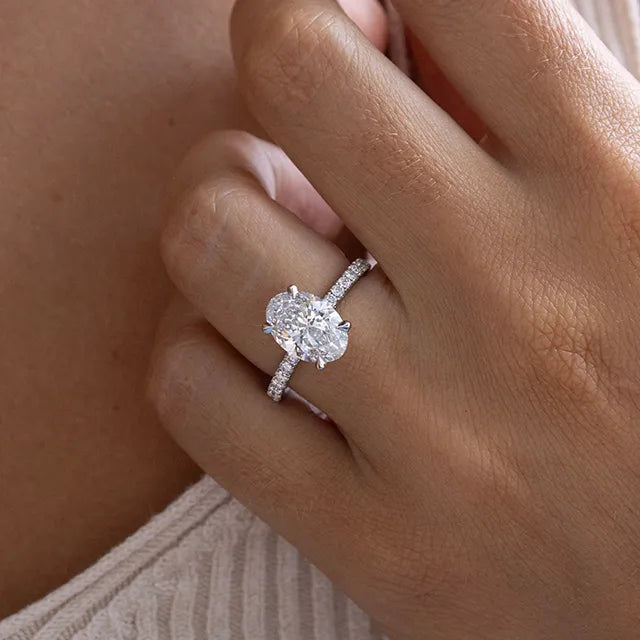 Round Halo, Pave & Split Shank Engagement Ring – 1.93 CT Lab Grown Diamond