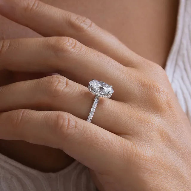 Round Halo, Pave & Split Shank Engagement Ring – 1.93 CT Lab Grown Diamond
