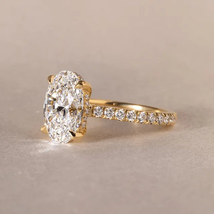 Round Halo, Pave & Split Shank Engagement Ring – 1.93 CT Lab Grown Diamond