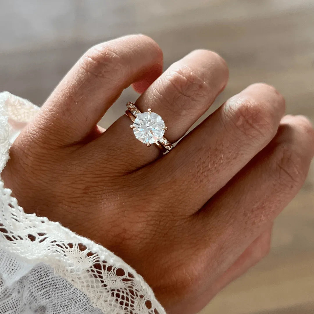 Round Halo, Pave & Split Shank Engagement Ring – 1.93 CT Lab Grown Diamond