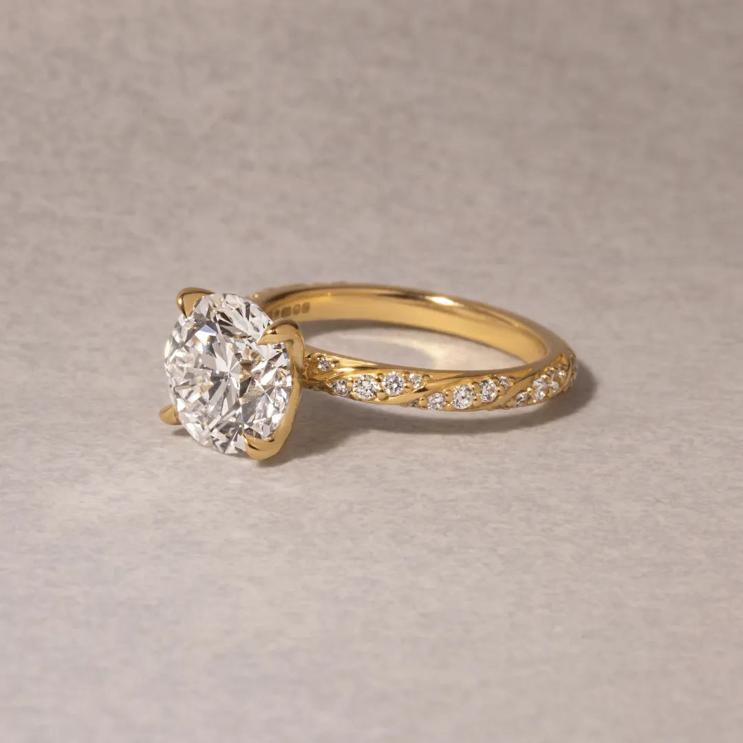 Round Halo, Pave & Split Shank Engagement Ring – 1.93 CT Lab Grown Diamond