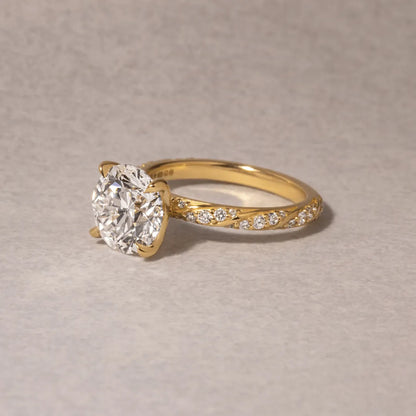 Round Halo, Pave & Split Shank Engagement Ring – 1.93 CT Lab Grown Diamond