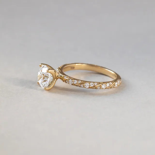 Round Halo, Pave & Split Shank Engagement Ring – 1.93 CT Lab Grown Diamond