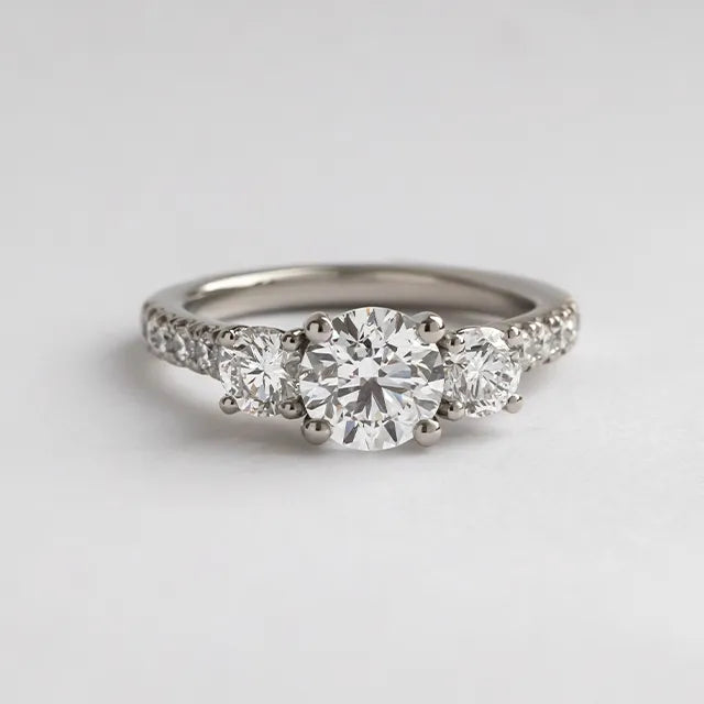 Round Halo, Pave & Split Shank Engagement Ring – 1.93 CT Lab Grown Diamond