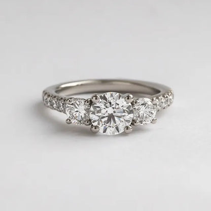 Round Halo, Pave & Split Shank Engagement Ring – 1.93 CT Lab Grown Diamond