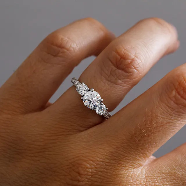 Round Halo, Pave & Split Shank Engagement Ring – 1.93 CT Lab Grown Diamond