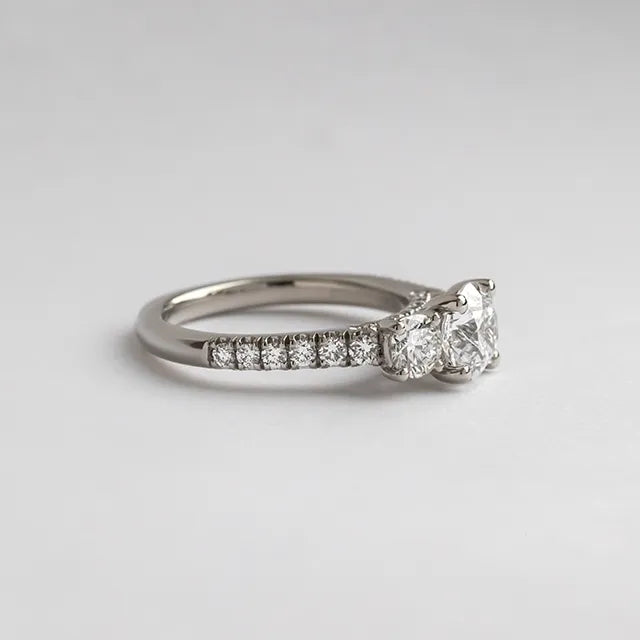 Round Halo, Pave & Split Shank Engagement Ring – 1.93 CT Lab Grown Diamond