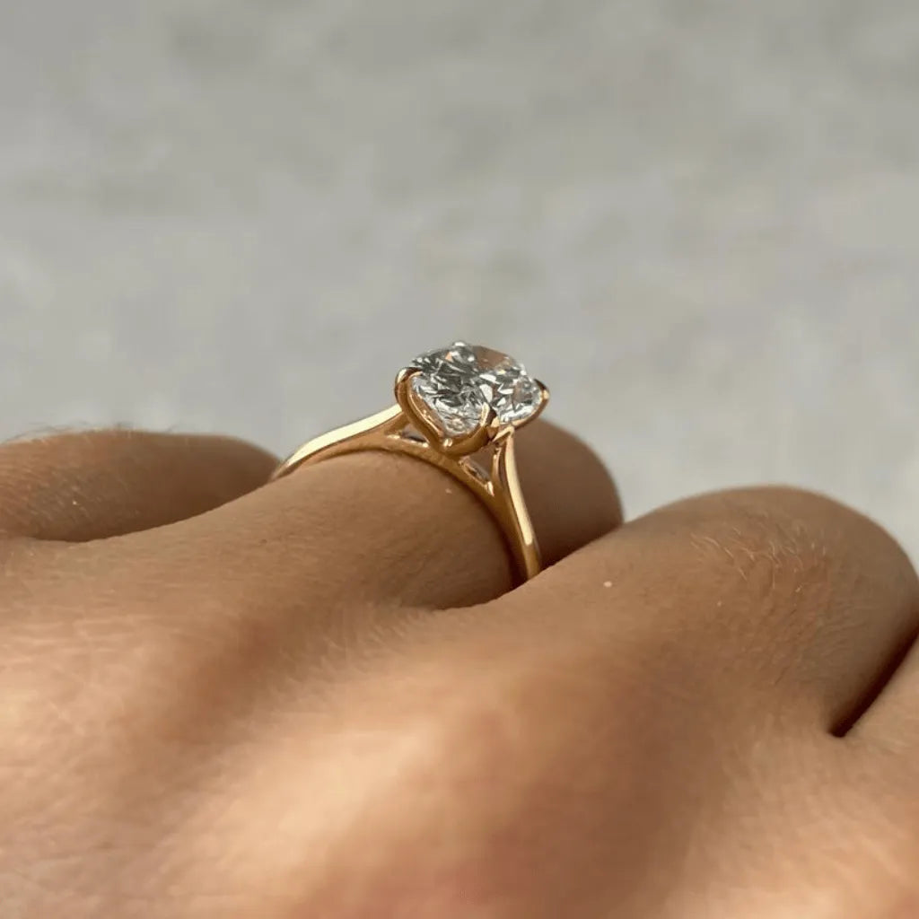 Round Halo, Pave & Split Shank Engagement Ring – 1.93 CT Lab Grown Diamond
