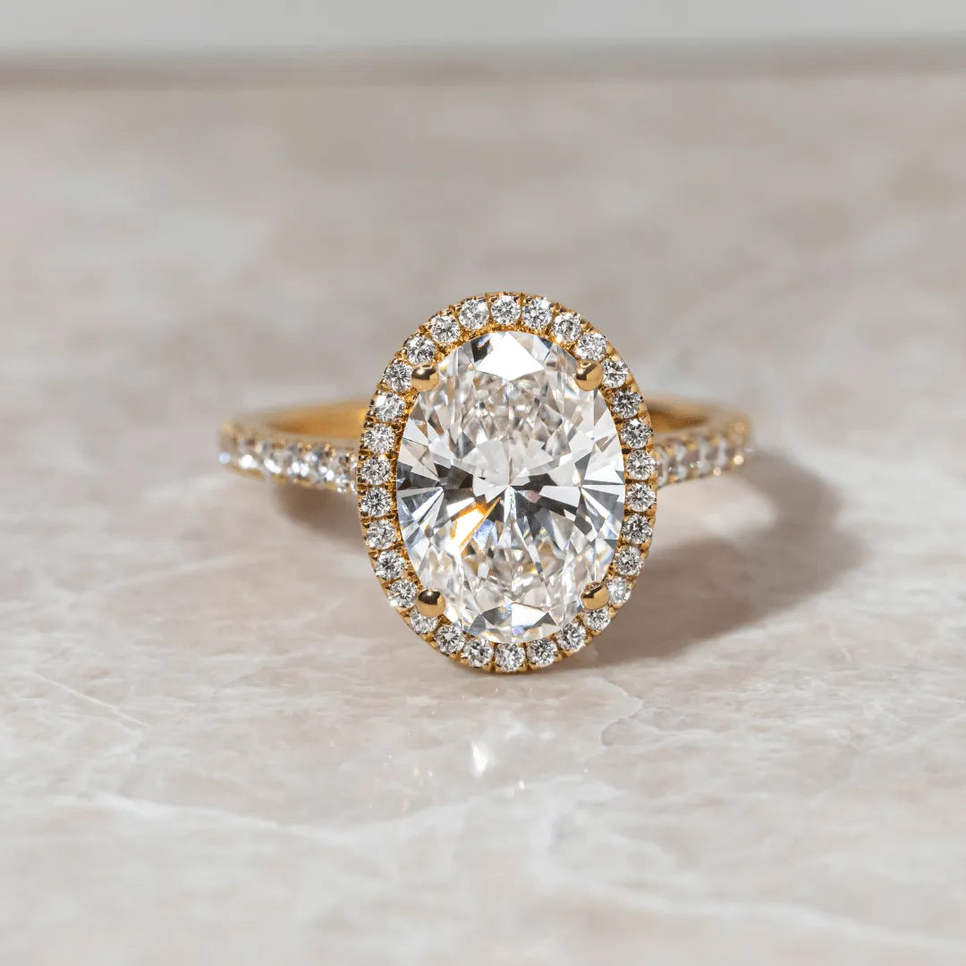 Round Halo, Pave & Split Shank Engagement Ring – 1.93 CT Lab Grown Diamond