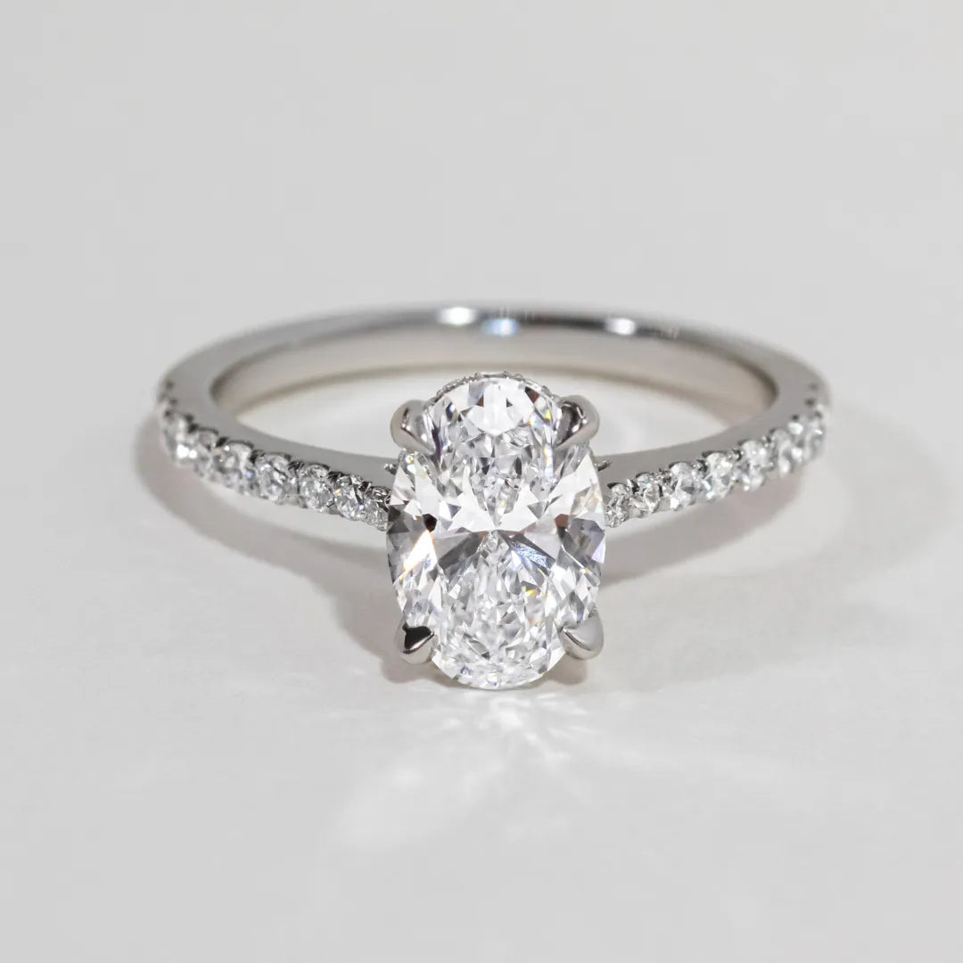 Round Halo, Pave & Split Shank Engagement Ring – 1.93 CT Lab Grown Diamond