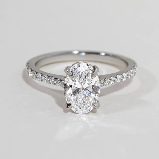 Round Halo, Pave & Split Shank Engagement Ring – 1.93 CT Lab Grown Diamond