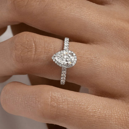 Round Halo, Pave & Split Shank Engagement Ring – 1.93 CT Lab Grown Diamond