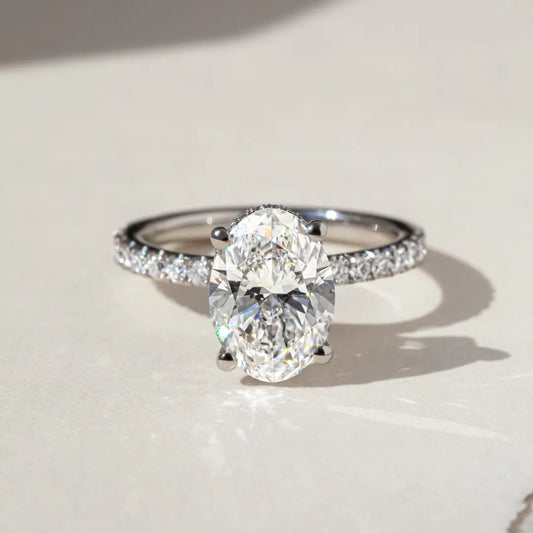 Round Halo, Pave & Split Shank Engagement Ring – 1.93 CT Lab Grown Diamond