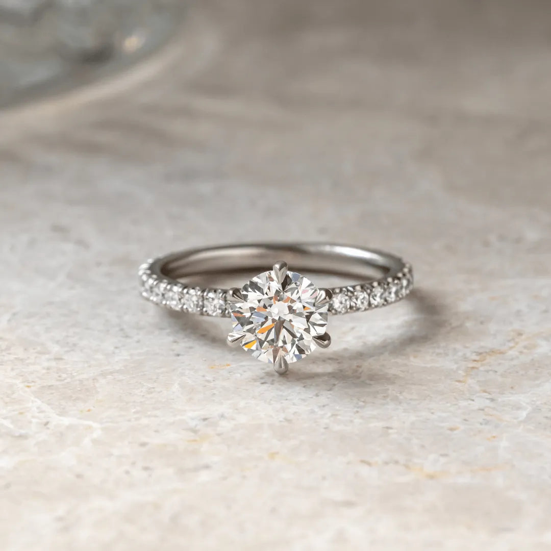 Round Halo, Pave & Split Shank Engagement Ring – 1.93 CT Lab Grown Diamond