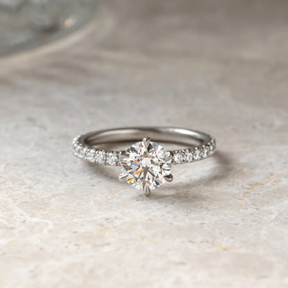 Round Halo, Pave & Split Shank Engagement Ring – 1.93 CT Lab Grown Diamond