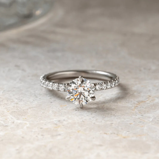 Round Halo, Pave & Split Shank Engagement Ring – 1.93 CT Lab Grown Diamond