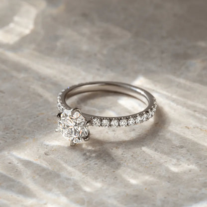 Round Halo, Pave & Split Shank Engagement Ring – 1.93 CT Lab Grown Diamond