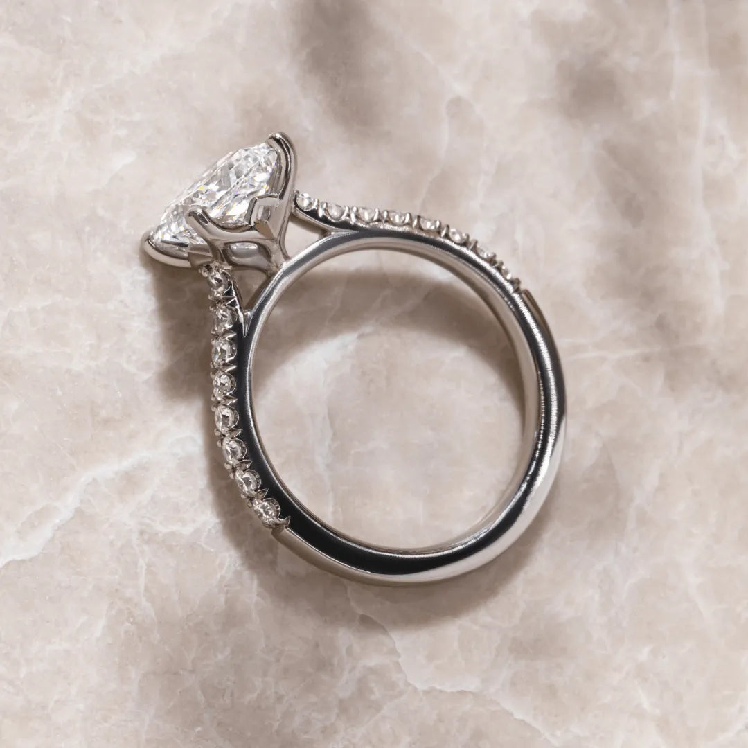 Round Halo, Pave & Split Shank Engagement Ring – 1.93 CT Lab Grown Diamond