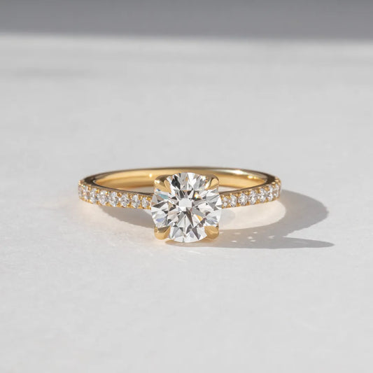 Round Halo, Pave & Split Shank Engagement Ring – 1.93 CT Lab Grown Diamond