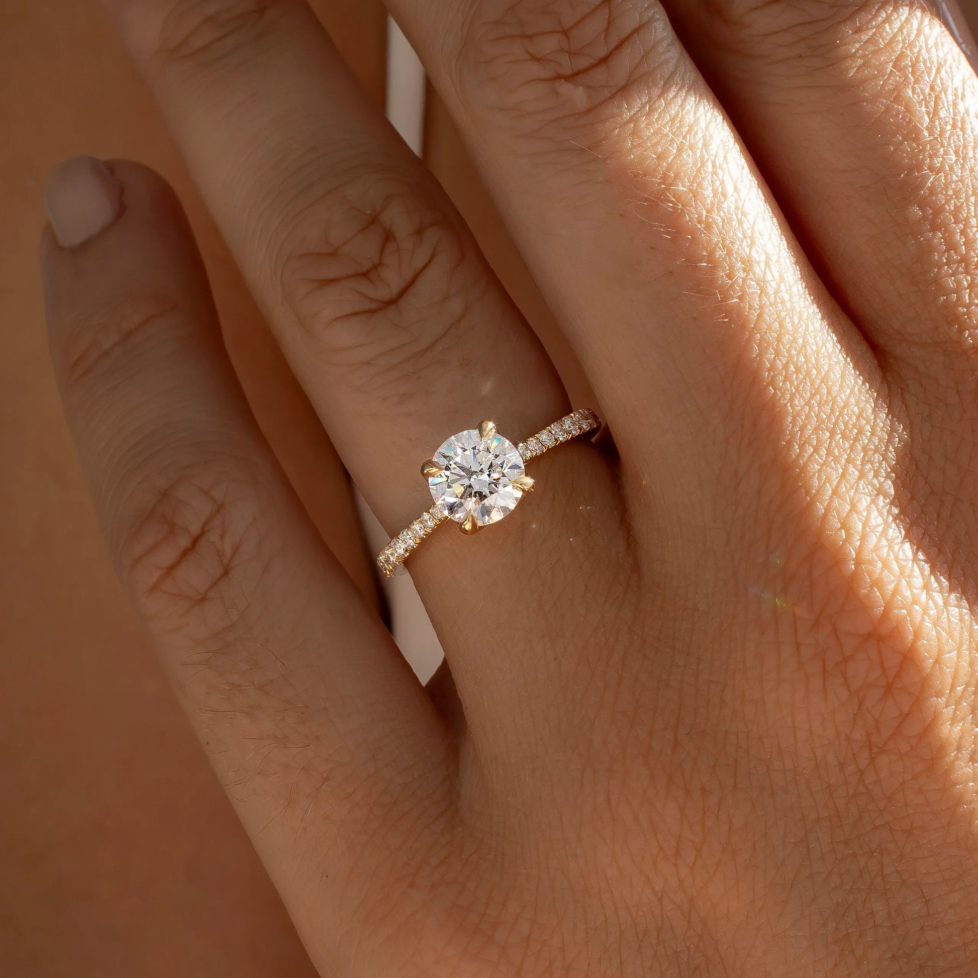 Round Halo, Pave & Split Shank Engagement Ring – 1.93 CT Lab Grown Diamond