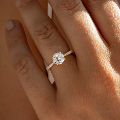 Round Halo, Pave & Split Shank Engagement Ring – 1.93 CT Lab Grown Diamond