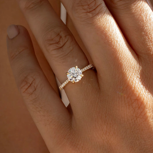 Round Halo, Pave & Split Shank Engagement Ring – 1.93 CT Lab Grown Diamond