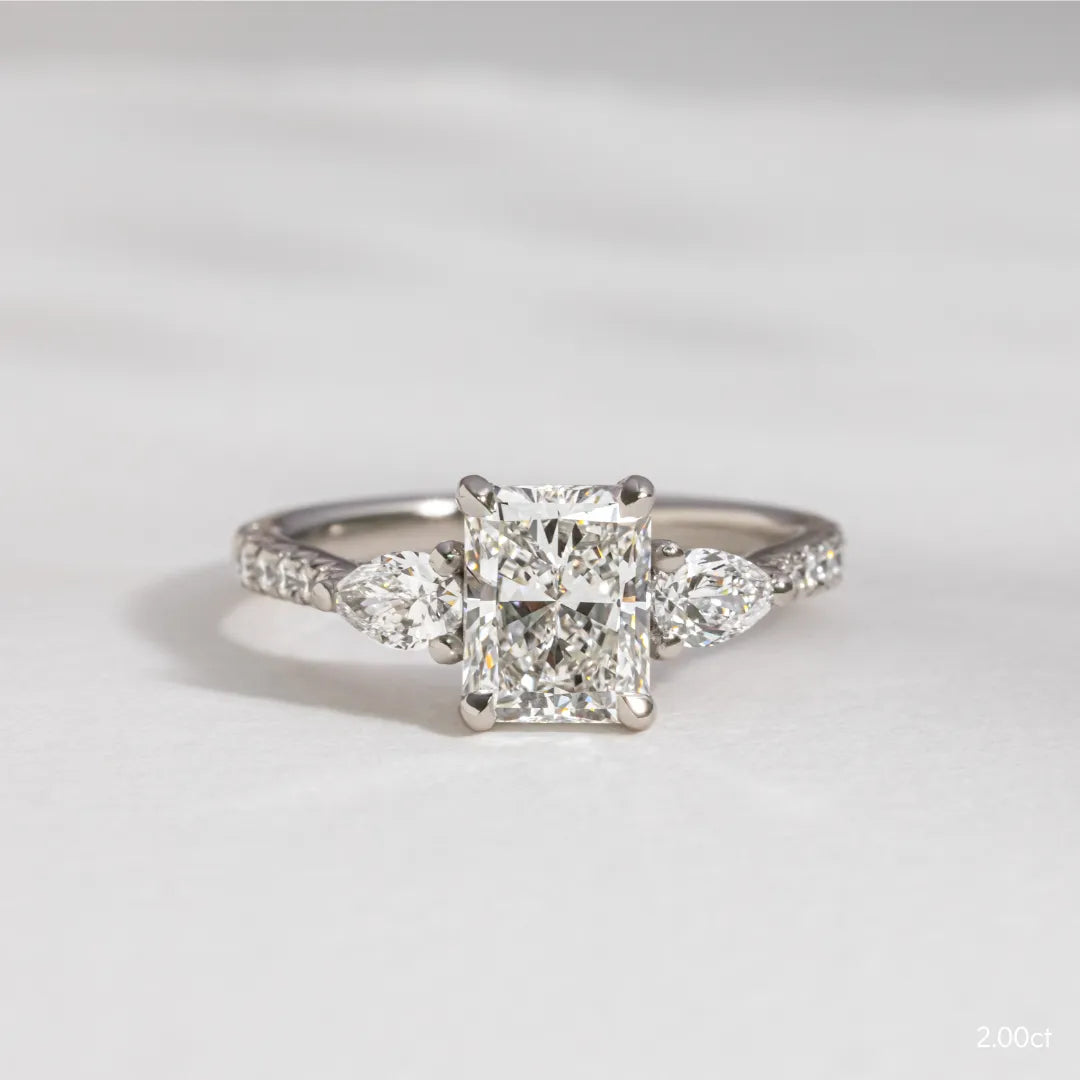 Round Halo, Pave & Split Shank Engagement Ring – 1.93 CT Lab Grown Diamond