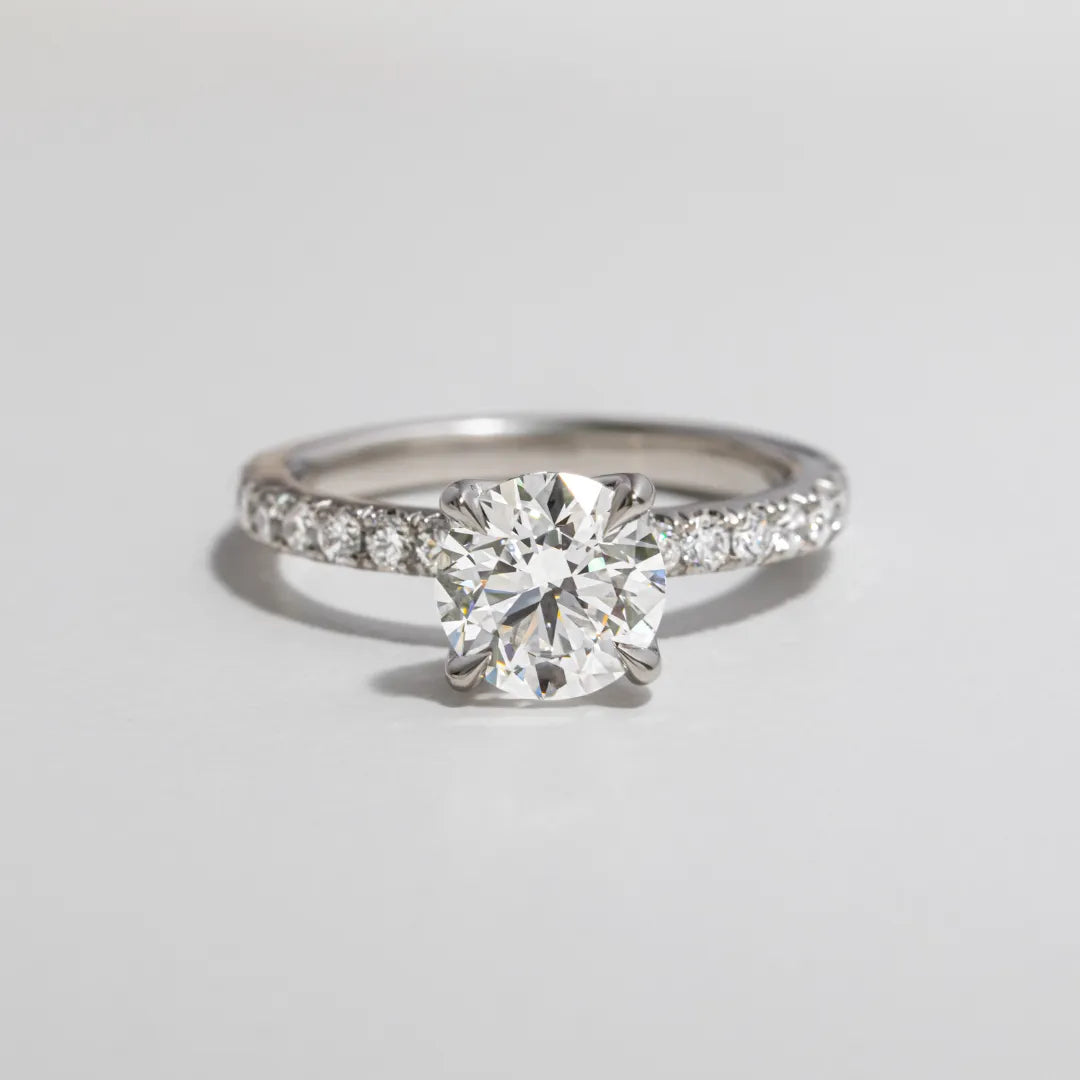 Round Halo, Pave & Split Shank Engagement Ring – 1.93 CT Lab Grown Diamond