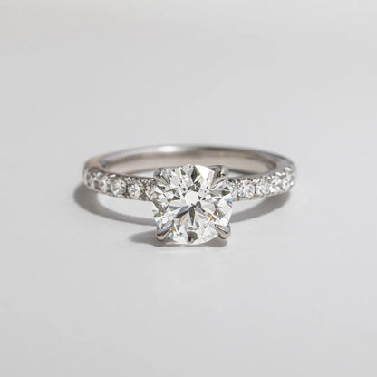 Round Halo, Pave & Split Shank Engagement Ring – 1.93 CT Lab Grown Diamond