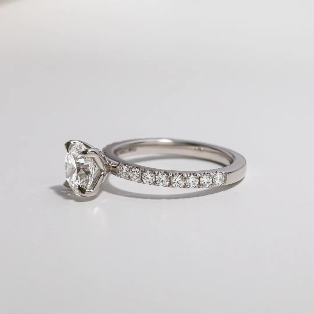 Round Halo, Pave & Split Shank Engagement Ring – 1.93 CT Lab Grown Diamond