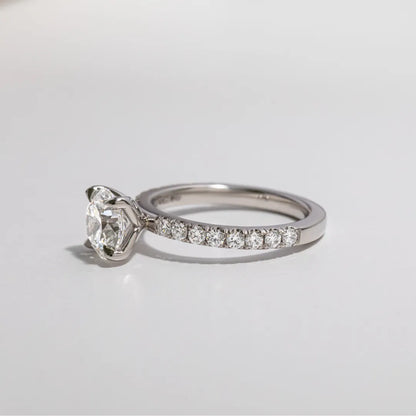 Round Halo, Pave & Split Shank Engagement Ring – 1.93 CT Lab Grown Diamond