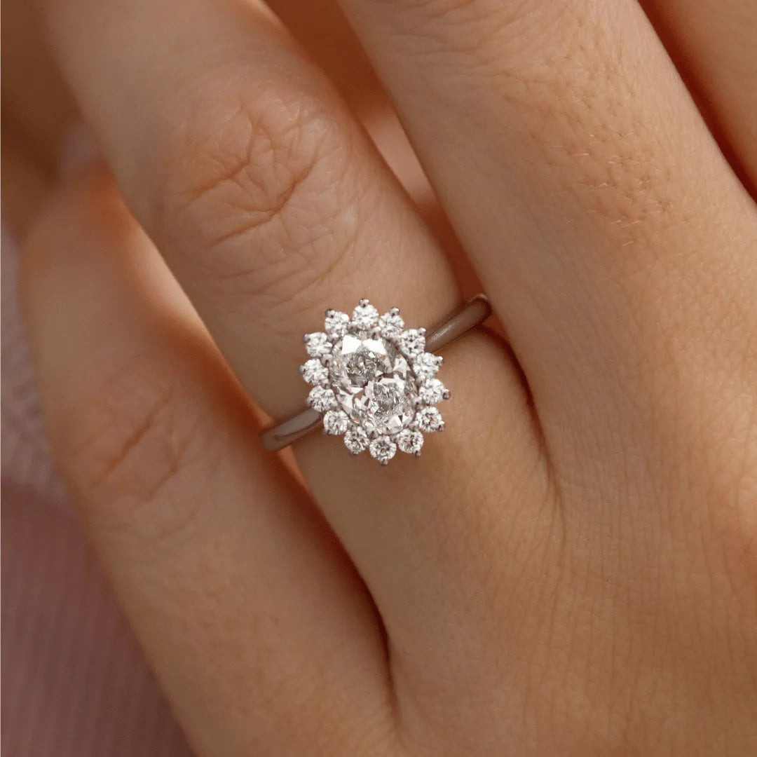Round Halo, Pave & Split Shank Engagement Ring – 1.93 CT Lab Grown Diamond